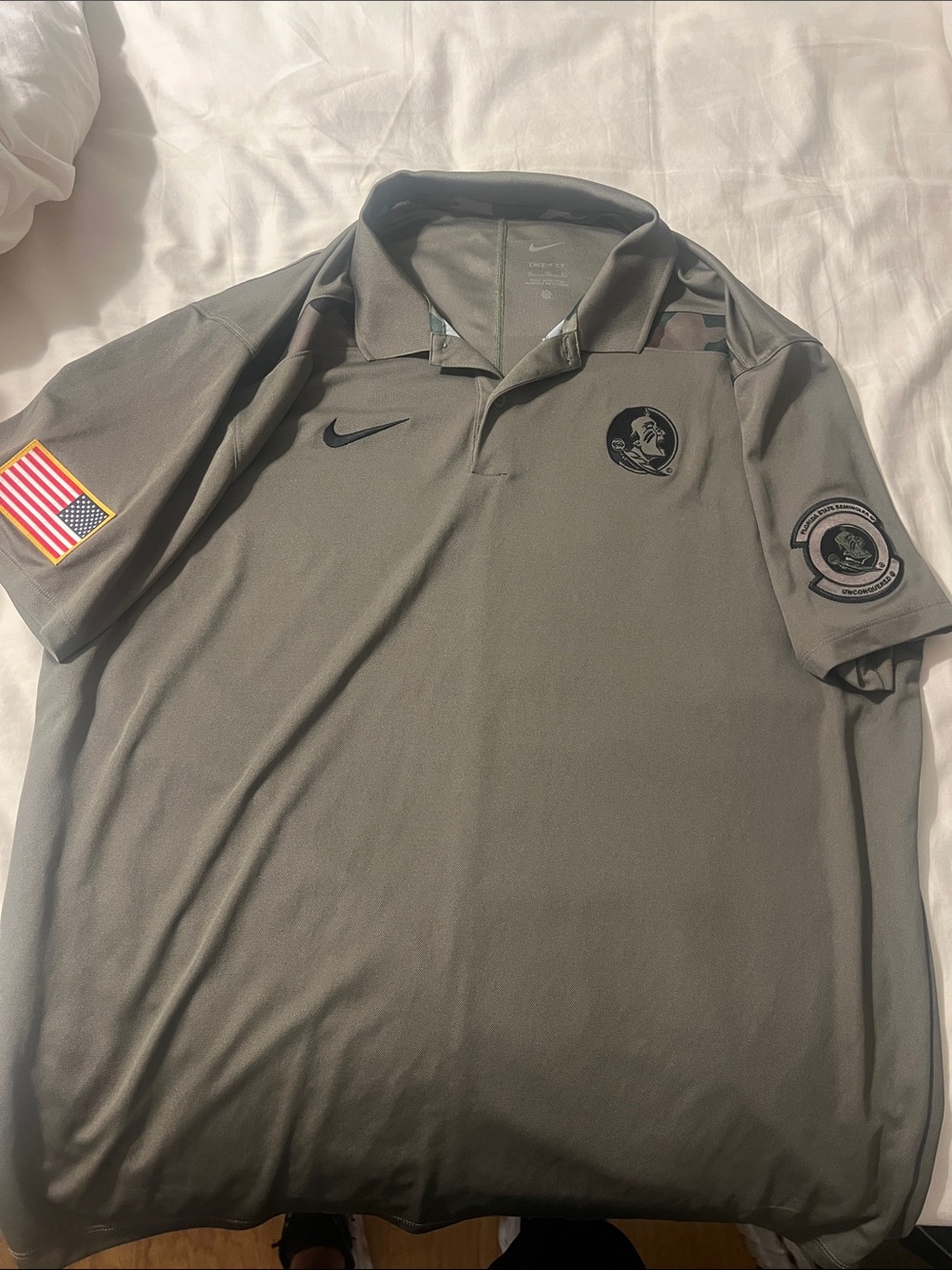 Nike FSU Olive green military polo